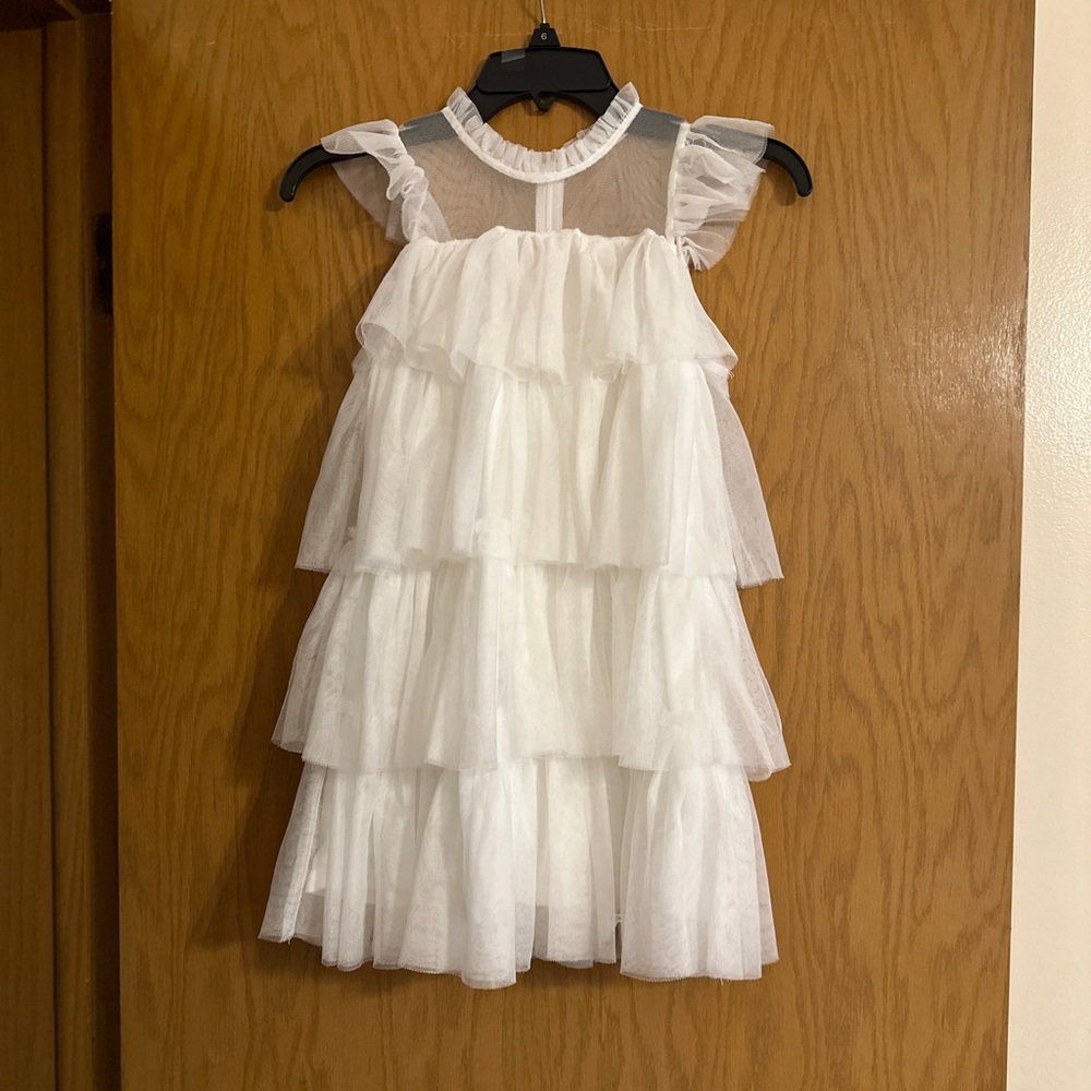 White Sundress with Flutter Sleeves and Spaghetti Straps for Bride